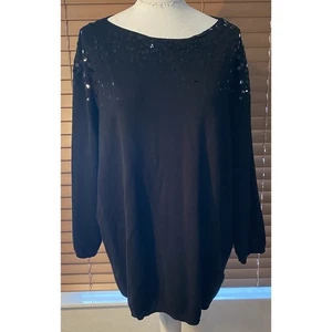 Ruby Rd. Black Long Sleeve 3X Tunic Top with Sequin Embellishments Party Holiday - Picture 1 of 9