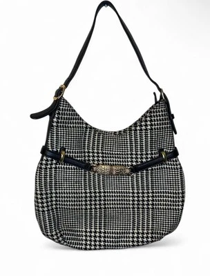 Talbots black and white herringbone hobo tote bag  - Image 1 of 4