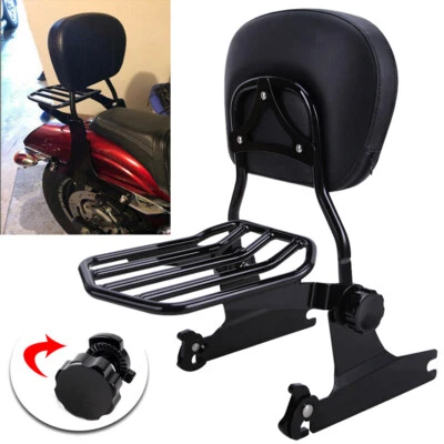 Respaldo y porta pasajeros barra Sissy desmontable rápido para Harley Softail Fatboy Foto 1 de 4