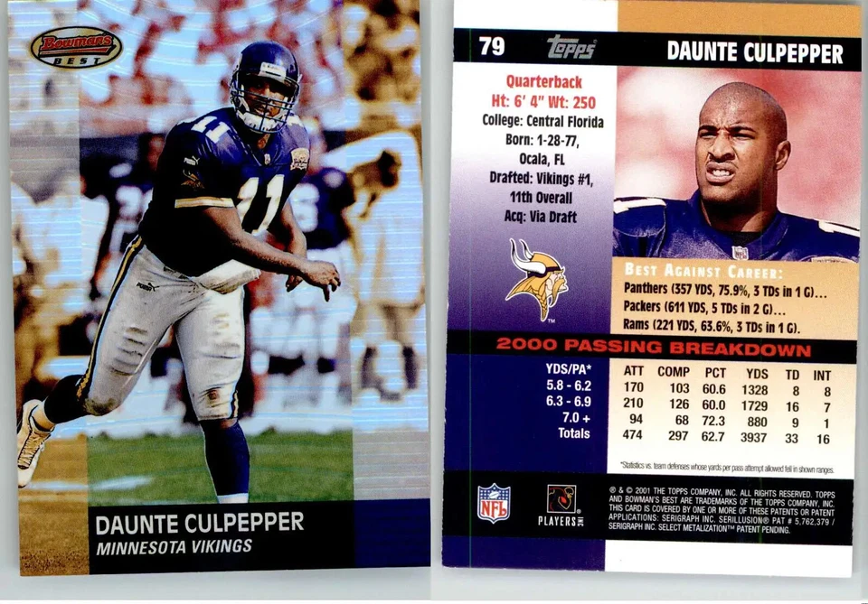Daunte Culpepper 2001 Bowman’s Best #79 Vikings - Image 1 of 1