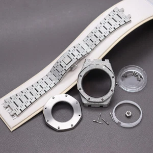 41mm Diamond sand Watch Case+Band Sapphire Glass For Seiko NH35 NH36/38 Movement - Picture 1 of 12