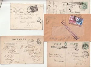 1904/76 5 x LONDON POSTGESCHICHTE ZU/VON PORTOGEBÜHREN 3 STCK. & 2 UMSCHLÄGE - Bild 1 von 2