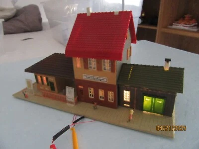 N -  Vollmer  Triple LED Illuminated Train Stationw/ People added  9" x 4" x 5"* - Image 1 of 4