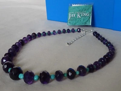 NEW Genuine JAY KING AMETHYST TURQUOISE GEMSTONE SILVER PENDANT NECKLACE     MG  - Image 1 of 4