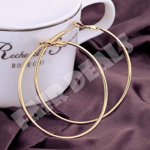 18K 80mm 8cm Silber vergoldet große extra große Creolen golden nickelfrei Ohrringe - Bild 1 von 5