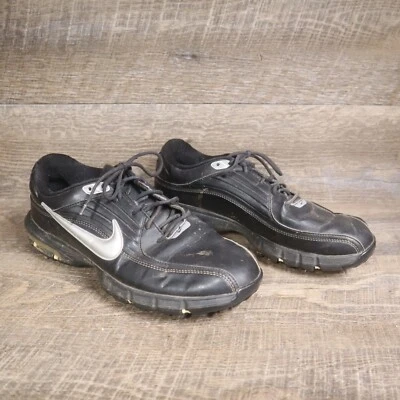 NIKE Air TAC Sport Golf Shoes Black Silver Leather Spikes 484764-001 Adult Men 9 - Image 1 of 4