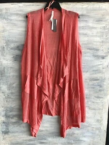NEW Melissa McCarthy SEVEN7 Short Sleeve Open Front Sweater, 1X 2X - Burnt Coral - Picture 1 of 9