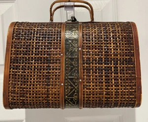 Borsa a mano unica vintage in legno con chiusura in metallo - Foto 1 di 12