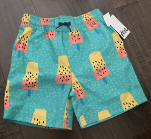 NWT Tea Collection Boys Swim Short Size 6 Popsicle Green Mid Length
