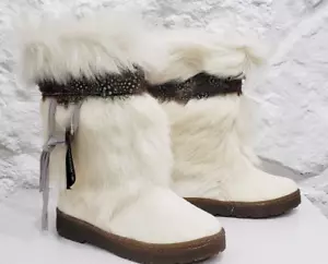 Bearpaw Kola White Fur Snow Apre Boots Shoes Women's US size 5 New NWT - Picture 1 of 9