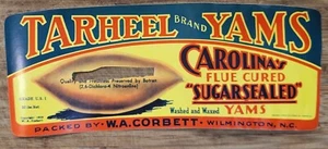 ADVERTISING Label Tarheel Yams Corbett Wilmington North Carolina - Picture 1 of 1