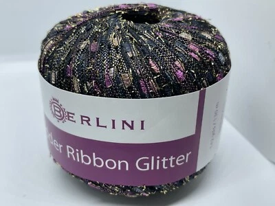 Fita escada Berlini fio glitter 134 ameixa preta - preto roxo bronzeado - 50g 142y - Imagem 1 de 4