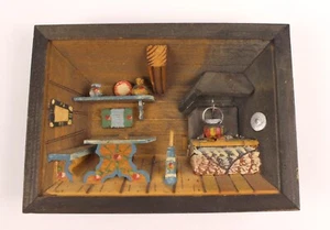 Caja de sombra de madera vintage italiana de cocina arte popular imagen 3D diorama - Imagen 1 de 11