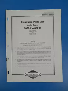 Lista de piezas ilustradas originales Briggs & Stratton serie modelo 80200 a 80299 - Imagen 1 de 1