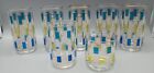 Vintage Libbey Nordic Tumblers Juice Rocks Lot Of 7 Turquoise Green Gold