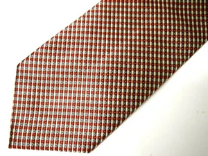 Vtg Clericci Mens Necktie Tie Red Beige Grey Mircro Checkered 58" Career - Picture 1 of 4