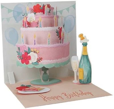 Happy Birthday Card Layered Cake 3D Pop Up Greeting Card Up With Paper  - Image 1 of 4