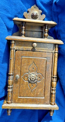 Rare Antique German Harrass Cabinet Hutch Walnut Dollhouse Furniture Large - Image 1 of 4