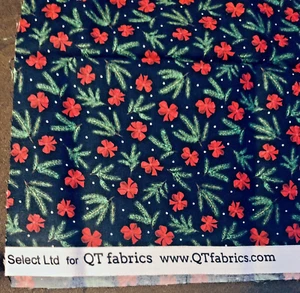Pine Sprigs Bough Branches Red Bows & White Dots QT Fabric Fat Quarter - Picture 1 of 5