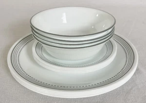 Corelle “Mystic Gray” Setting for 4, Dinner Plate - Salad/Bread Plate - Bowl EUC - Picture 1 of 10