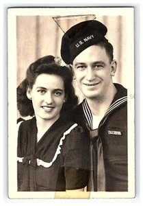Navy Vintage Sailor Original Photo Uniform U S Man Woman Black & White Military - Picture 1 of 3