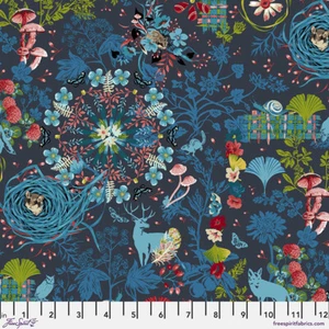By 1/2 Yard ~ Odile Bailloeul Land Art 2 Prairie Navy FreeSpirit Fabric PWOB060 - Picture 1 of 2