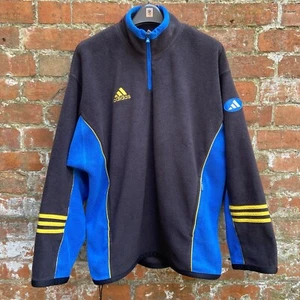 Adidas Vellón Vintage Años 90 XL 1/4 Cremallera Azul Negro Amarillo Clima cálido Cuello Embudo - Imagen 1 de 17