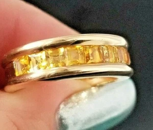1.47TCW Fashion Golden Yellow Sapphire 18k yellow gold band - Picture 1 of 12