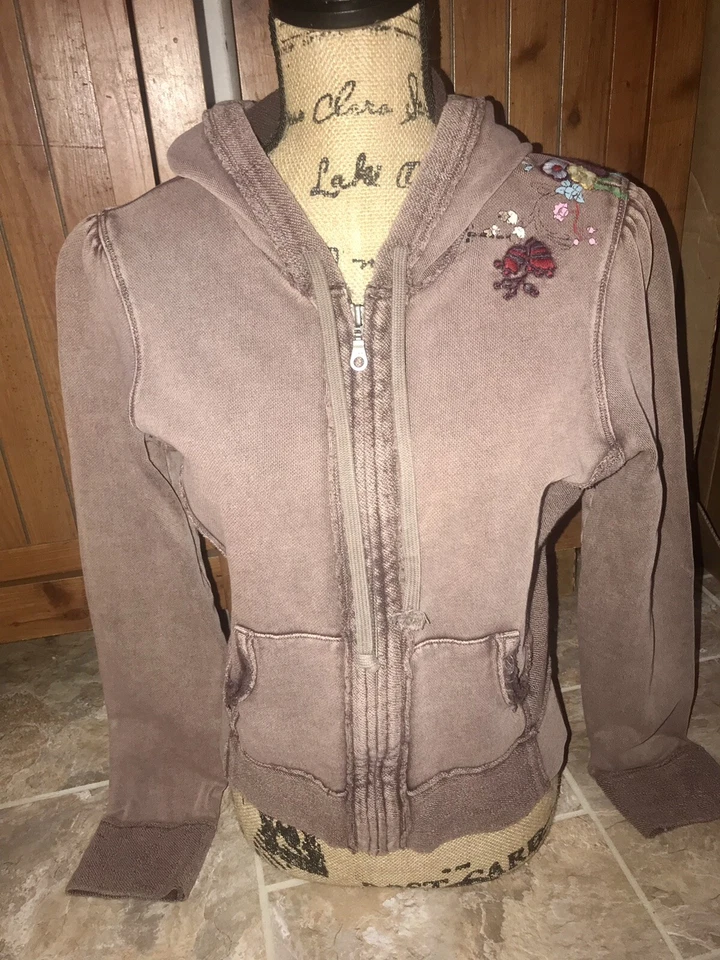 Chaqueta Boho Cremallera Con Capucha Taupe Floral Bordada ~ Elección por Calvin Klein Foto 1 de 4