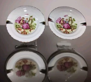 Ceniceros Vintage Francés Victoriano Pareja Porcelana Borde Dorado 3.5x 3.5x.5" - Imagen 1 de 4