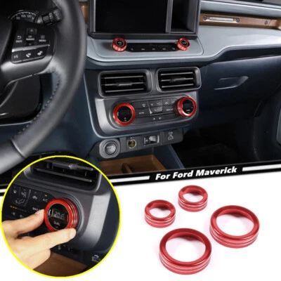 Anillo de ajuste de perilla de interruptor de consola central de automóvil para Ford Maverick 22-24 accesorios rojo Foto 1 de 4