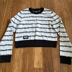 LURKING CLASS weiß schwarz Barbwire Dornen Cropped Pullover Goth Punk Damen Medium - Bild 1 von 8