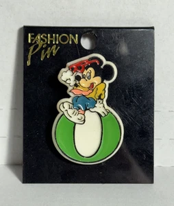 Vintage New WALT DISNEY Mickey Mouse Letter O Plastic Lapel Fashion Pin Brooch - Picture 1 of 2