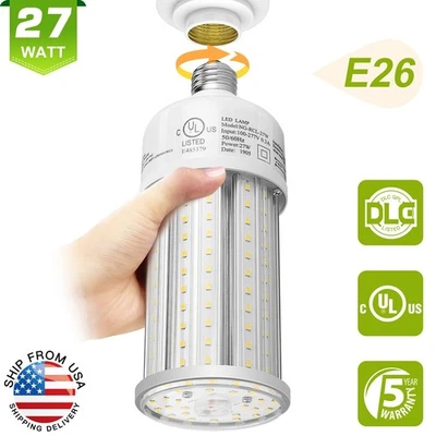 27W LED Corn Cob Light Bulb MH/HPS Replace 120W for Basement Workshop Shop 5000K - Image 1 of 4