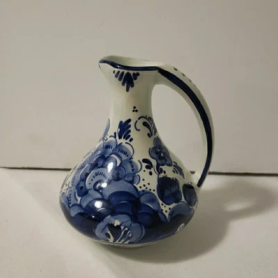 Jarra floral vintage pequeña pintada a mano Delfts  Foto 1 de 4