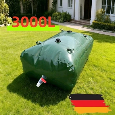 3000L Wassertank Mit Griffen Faltbare Wasserfass Regentonne Regenfass PVC Grün - Bild 1 von 4