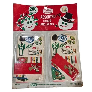 Vintage 1960s Cleo Wrap Corp Assorted Christmas Cards & Seals 200 Piece Set NOS - Picture 1 of 7