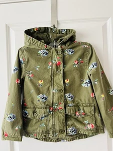 GAP Fall Jacket with Hood Floral Olive Green Girls Size S 6-7 - Picture 1 of 6