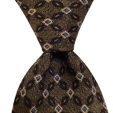 Z INC. Men's 100% Silk Necktie Designer Geometric Green/Blue/Yellow/Brown EUC