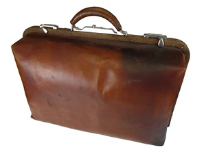 Feine Vintage Gladstone LEDER Tasche RAR Antik Alt KOFFER 1877 Patent ARZT - Bild 1 von 22