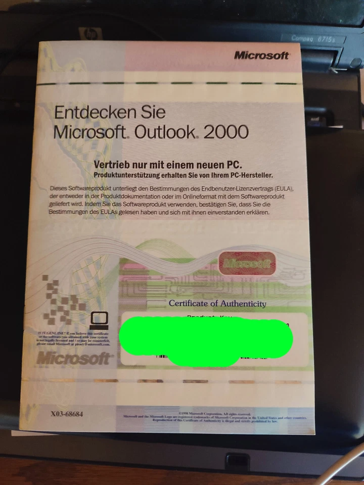 Microsoft Outlook 2000 Lizenznummer - Bild 1 von 1