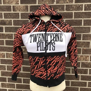 Twenty One Pilots Orange Black Tiger Print Full Zip Hoodie Hooded Logo Jacket S - Picture 1 of 8