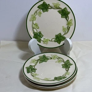 4 Franciscan Ivy 6.25 Dessert Bread Plates Handpainted Embossed Leaves MCM - Picture 1 of 5