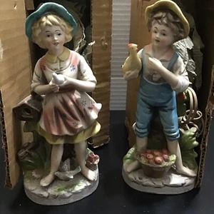 Vintage Home Interior 8.8” Farm Kids Pr. Hostess Gift #8880 Japan - Picture 1 of 5