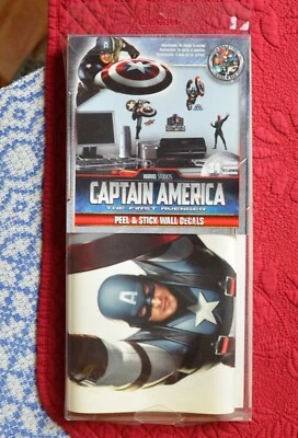 34 calcomanías de pared reutilizables precortadas de Marvel Studios CAPTAIN AMERICA pelar y pegar Foto 1 de 4