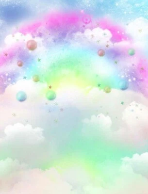 Fotografía fondo hada rosa cielo arco iris 5x7 ft Foto 1 de 2