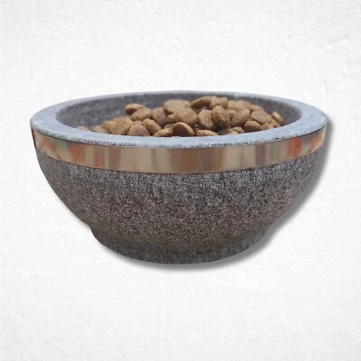 Cuenco de piedra natural estándar para perros talla S moderno belleza cruda cuenco pesado Foto 1 de 4