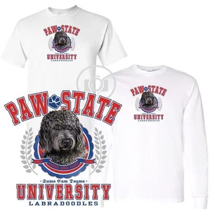 Labradoodle Dog Paw State University Short / Long Sleeve White T Shirt M-3X - Picture 1 of 3