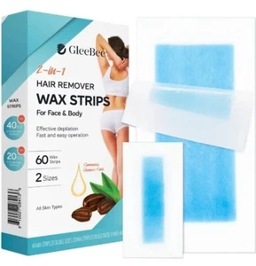 Tiras de cera Gleebee 60 unidades, 2 tamaños, removedor de vello para cara y cuerpo envío gratuito - Imagen 1 de 6