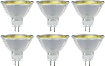 6Pack MR16 Yellow Light Bulb, GU5.3 Mini w/ Cover Guard, 50W, 12° Spot - Image 1 of 4